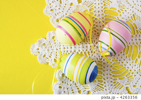 colorful easter eggs on white serviette colorful easter eggs on white serviette 4263356