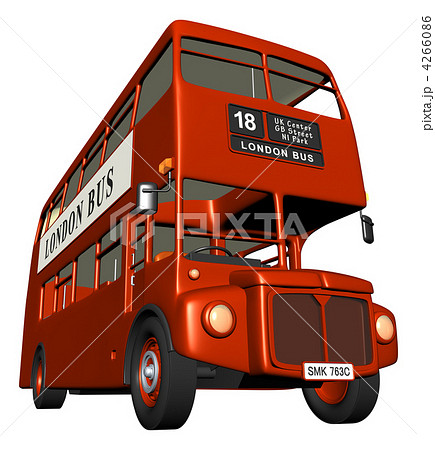 ロンドンバス 正面ローアングル のイラスト素材