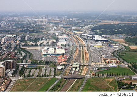 千葉ニュータウン印西牧の原駅上空の写真素材