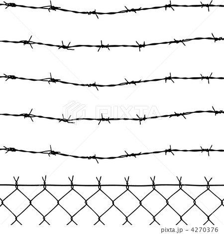 wired fence with barbed wires 4270376