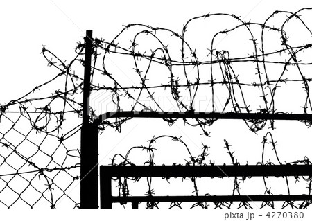 isolated fence with barbed wire 4270380