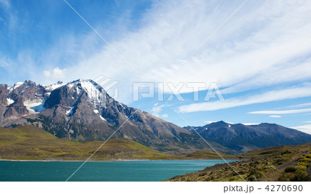 Scenic view of Pehoe lake in Torres del Paine national park, Chi Scenic view of Pehoe lake in Torres del Paine national park, Chi 4270690