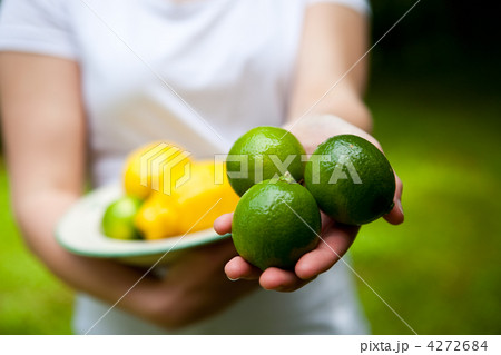 Lemon and lime on a plate 4272684