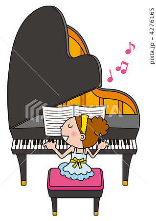 ピアノを演奏する女の子のイラスト素材