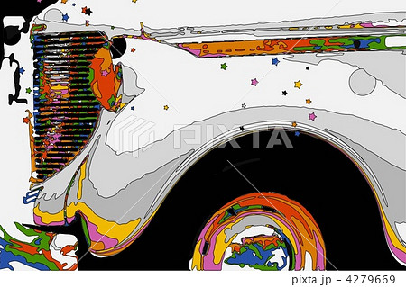 北アメリカ オールディーズ イエローキャブのイラスト素材