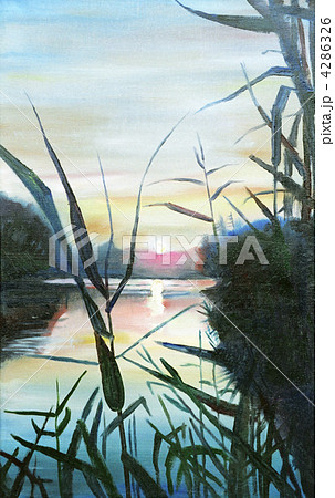 Painting, sunset on the Dnieper Painting, sunset on the Dnieper 4286326