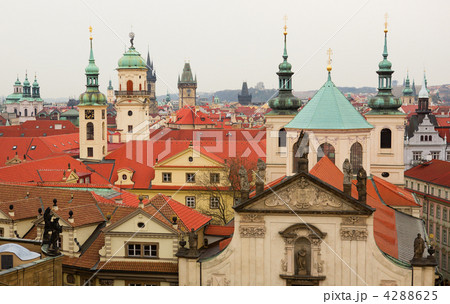 Roofs of Prague. Aerial view of Prague from Charles Bridge 4288625