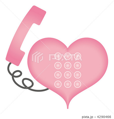ハート型 電話器 テレフォンのイラスト素材
