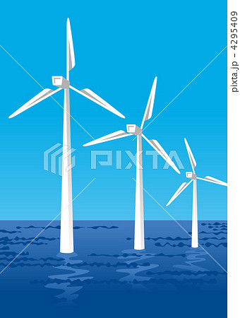 洋上風力発電のイラスト素材