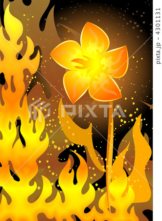 Blazing Background With Fire Flowerのイラスト素材