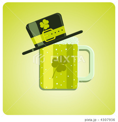Vector cartoon green beer and hat 4307936