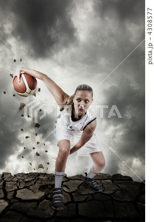 Basketball player running on grungy surface 4308577