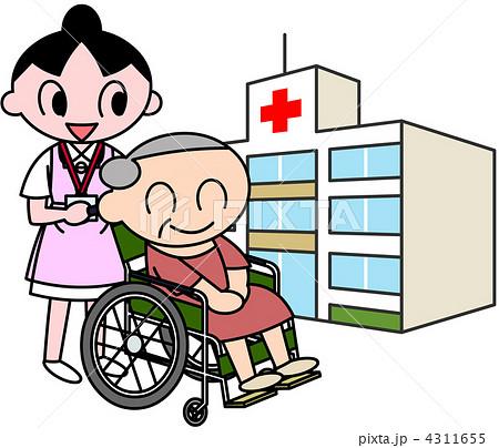 病院と看護師と車椅子のおばあちゃん 病院と看護師と車椅子のおばあちゃん 4311655