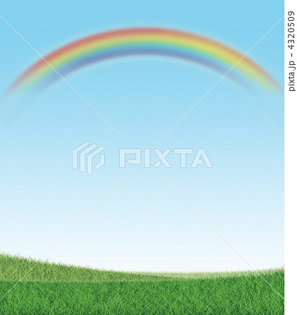 虹と草原のイラスト素材
