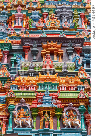 Sculptures on Hindu temple tower Sculptures on Hindu temple tower 4324497