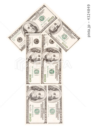 Arrow made of dollars isolated 4324849