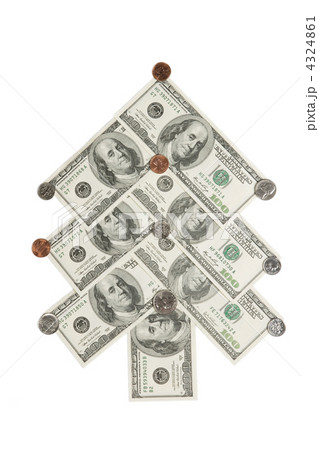 Fir tree made of dollars and cents isolated 4324861