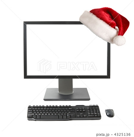 Cristmas online shopping concept - Computer monitor with Santa h Cristmas online shopping concept - Computer monitor with Santa h 4325136