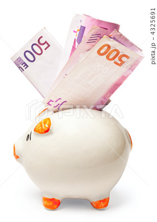 White piggy bank stuffed with euro 4325691