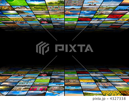 Abstract multimedia background composed of many images with copy 4327338