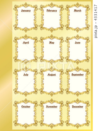 Calendar template in vintage style. 4331417