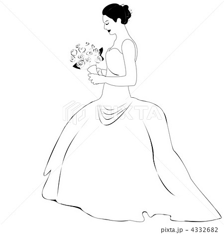 ウェディングドレス 女性 結婚のイラスト素材