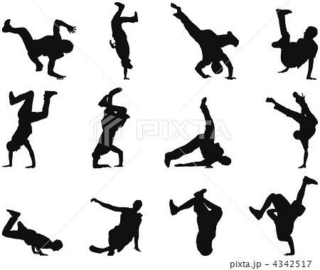 Break Dance Silhouette Setのイラスト素材