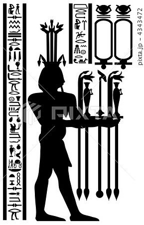 egyptian hieroglyphs and fresco 4343472