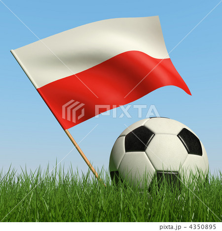 Soccer ball in the grass and flag of Poland. Soccer ball in the grass and flag of Poland. 4350895