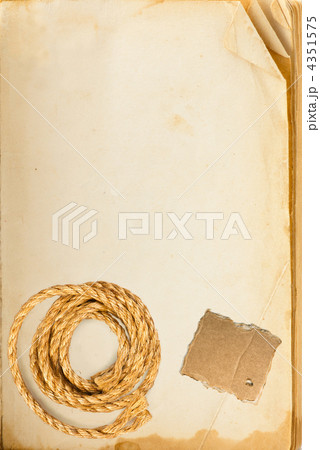 Old book page, hemp rope and cardboard blank with space for your Old book page, hemp rope and cardboard blank with space for your 4351575