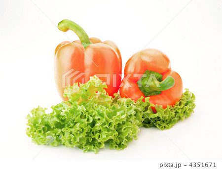 Orange paprika and salad isolated on white background 4351671
