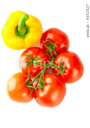Food background: Fresh ripe tomatoes and yellow pepper 4352827