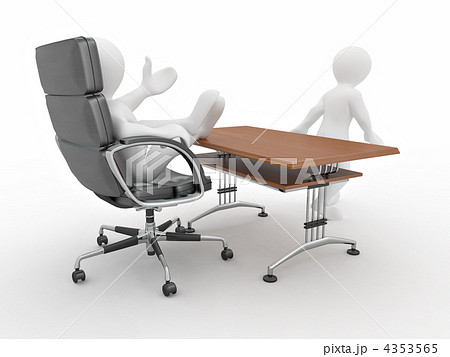 Boss fires employee on white isolated background Boss fires employee on white isolated background 4353565