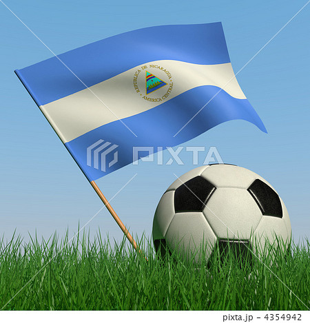 Soccer ball in the grass and the flag of Nicaragua Soccer ball in the grass and the flag of Nicaragua 4354942