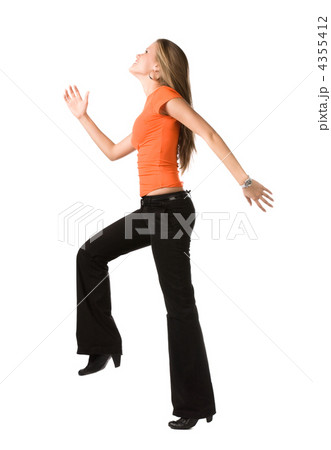 Happy woman making a big step 4355412