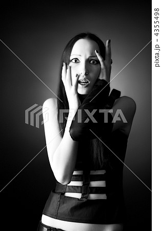 Scared goth woman portrait 4355498