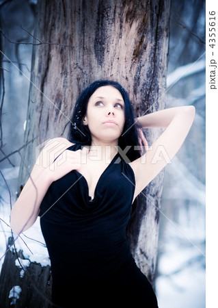 Sexy woman outdoors winter portrait 4355616