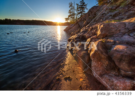 Sunset over lake 4356339