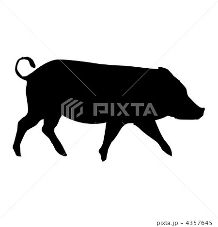 動物シルエット 豚 横向きのイラスト素材