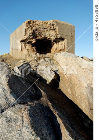 Second World War Bunker with explosion hole 4358898