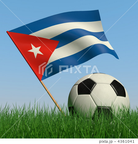 Soccer ball in the grass and the flag of Cuba Soccer ball in the grass and the flag of Cuba 4361041
