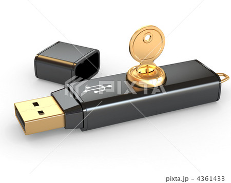 Data security. Usb flash memory and key. 3d Data security. Usb flash memory and key. 3d 4361433