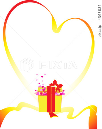 プレゼントからハート 黄１のイラスト素材