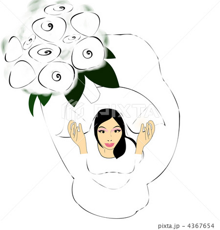新婦 ブーケトス 女性のイラスト素材
