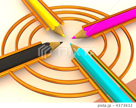 Target from pencils. CMYK. 3d 4373632