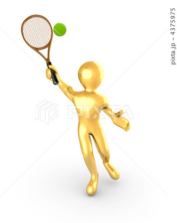 Man playing tennis on white isolated background 4375975