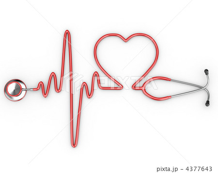 Stethoscope and a silhouette of the heart and ECG 4377643