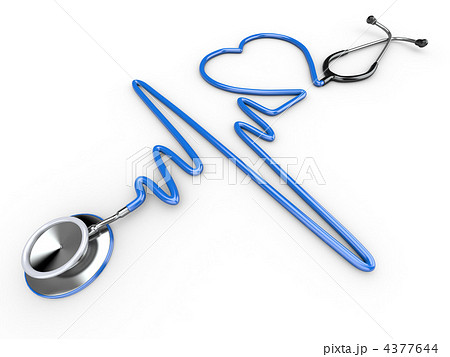 Stethoscope and a silhouette of the heart and ECG 4377644