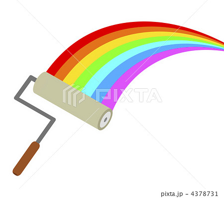 ローラーで描く虹のイラスト素材