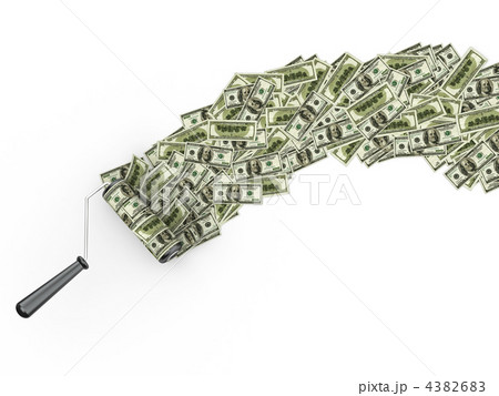 Roller brush with dollar on white isolated background Roller brush with dollar on white isolated background 4382683
